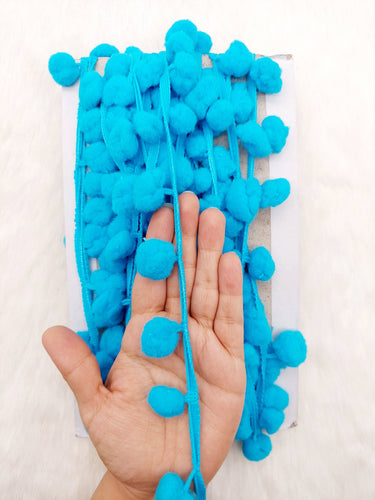 9 yards x Wholesale Blue Pom Pom Fringe Trim, Pompom Trimming, Tassels